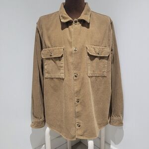 Gap Men's 100% Cotton Relaxed Fit Corduroy Button Down Overshirt Size Large Tan